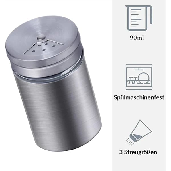 Sæt med 2 stk. 90 ml krydderiglas i rustfrit stål med visningsvindue