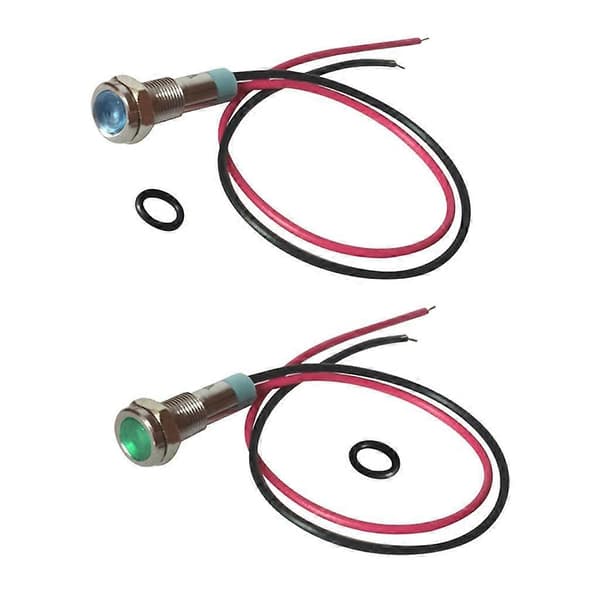 6mm 6V Grønn/Blå LED Metall Indikatorlampe | Pilot Dash Forhåndskoblet LED Antall 2 [db]