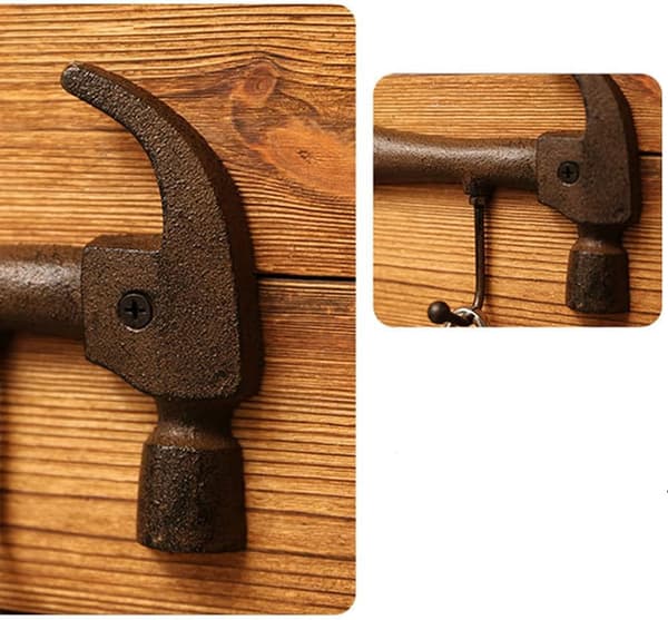 Retro Vægnøgleholder - 3 Kroge - Dekorativ Design Vægnøgleholder -