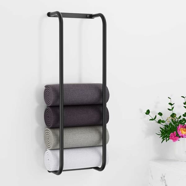 Kylpyhuoneen pyyheteline seinäkiinnityksellä 75x25x15cm Musta pyyhetanko rullattu pyyheteline kylpyhuoneen pyyheteline