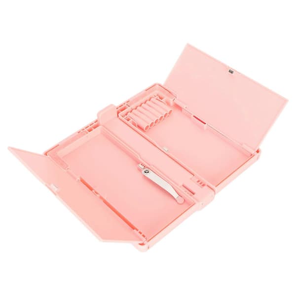 Pencil Case Book Reading Stand Multifunctional Triangular Support Thickened ABS Foldable 2 Layer Pen Box Book Holder Pink