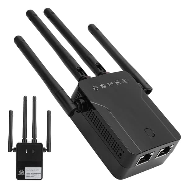 Wireless Repeater Black Dual Band WiFi Signal Network Extension Amplifier 100-240V (US Plug)