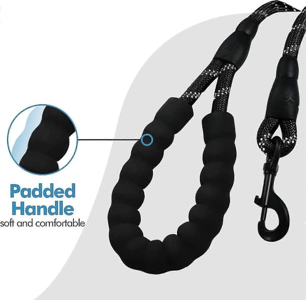 Typical Size Dog Training Rope, Padded, Soft Handle (1.5m, Black)