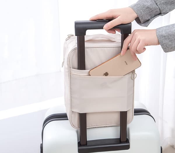 Skotaske (beige) til rejser, rummer 3 par sko Rejsetaske til