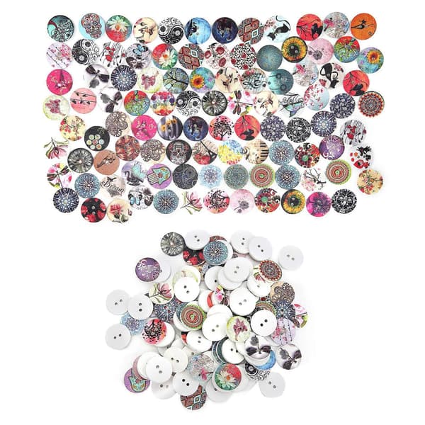 200 stk Træknapper Håndlavede 2 Huller Rund Form Træsyknapper til DIY Håndværk 20mm