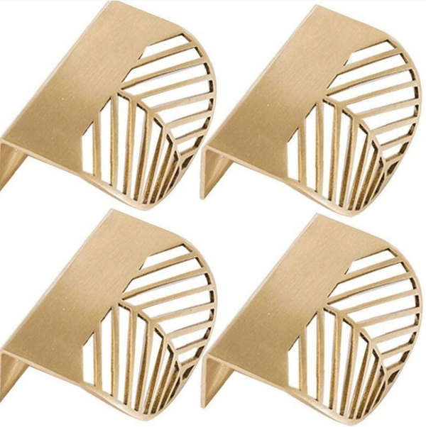 4 stk Skuffehåndtak Bladform 60mm Massiv Messing Møbelhåndtak
