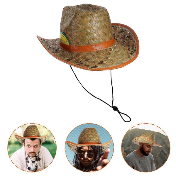 Stråhat til mænd, bredskygget hat, strand solhat, sommerhat med dekoration