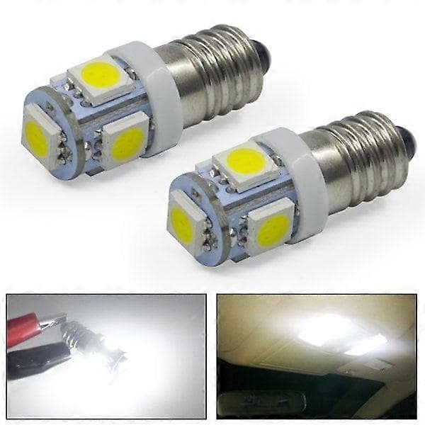 10 stk E10 6V LED-pærer 5SMD 0.5W 50LM (Kold hvid) [DB]