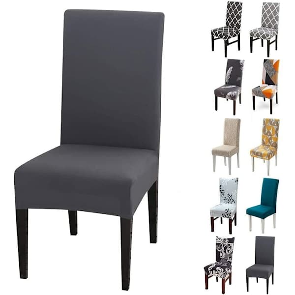 Sett med 6 moderne universelle stretch stoltrekk grå