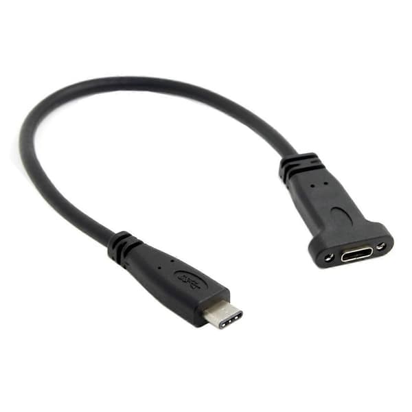 USB-C USB 3.1 Typ C Hane till Hona Förlängningsdatakabel med Panelmonteringsskruvhål