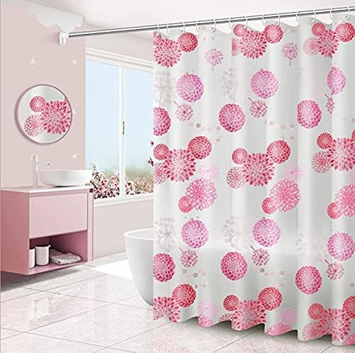 1 st duschdraperi - 180 x 200 cm - Rosa blommönster