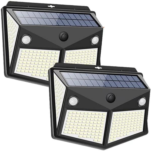 LED-valot, 2 kpl aurinkokennovaloja kahdella anturipäällä (260 valoa cspa