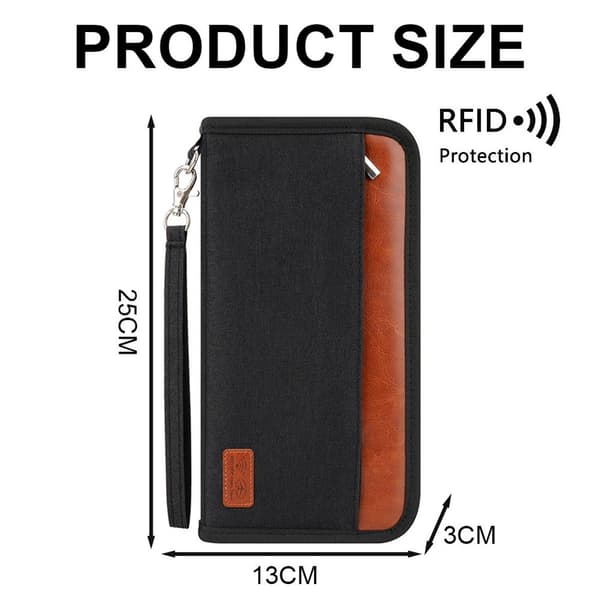 Pascover Kufferter RFID Familiepas Etui Sort