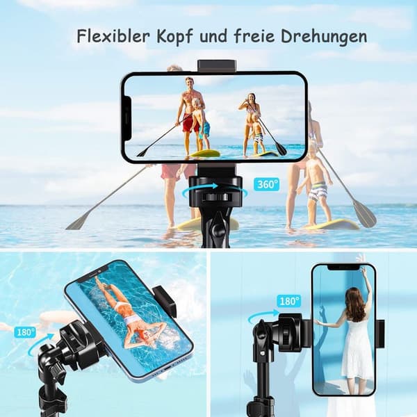 160 cm professionellt mobiltelefonstativ, flexibelt och lätt selfiestickstativ