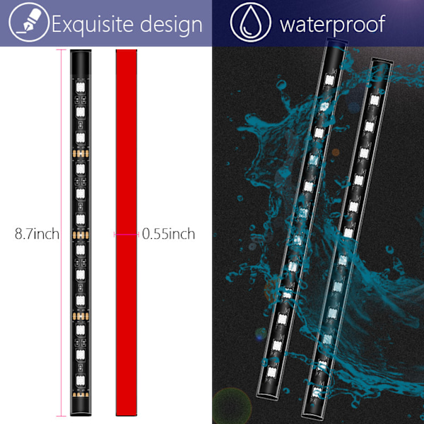 LED-strip LED-interiørbelysning bil, 4 LED-strips
