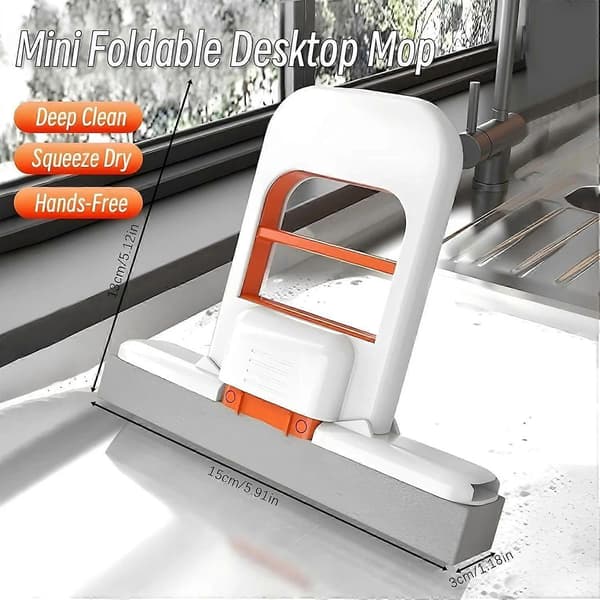 Bærbar Mini Klemmopp Håndvaskbar Skrivebordsrengjøring Mini Mopp Selvrensende Mini Mopp