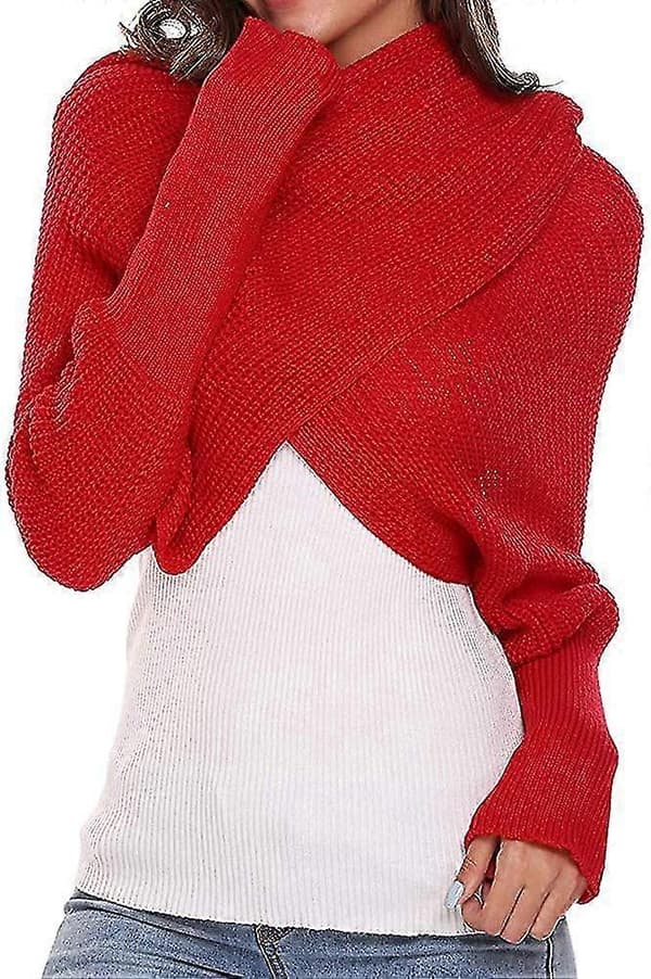 Multifunktionelle tørklæder, dametørklæde, capetørklæde, vintermode, unisex rød Red
