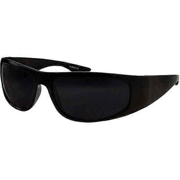 Super Mørke Linse Sorte Solbriller | Biker Stil Rider | Wrap Around Ramme Zy