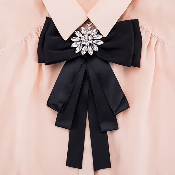 (Black) Women's Bow Tie with Brooch Crystal Bohemia for Wedding