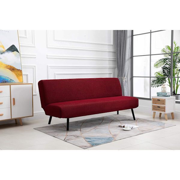 Armløst sofatrekk, sammenleggbar sovesofa stretch sofatrekk 3-seters P