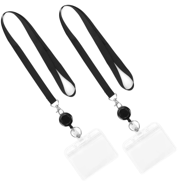 2pcs Retractable Rolls Keychain Lanyards Neck Strap Band for ID