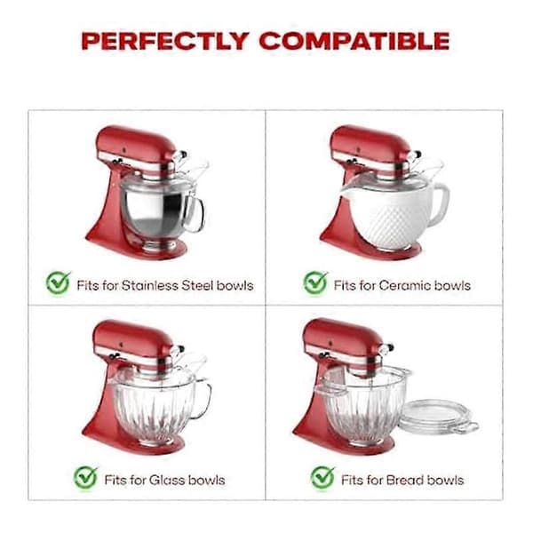 Helleskjold for Kitchenaid 4,5-5 Quart Mikserbolle, Klart Sikkerhetsskjold for Kitchenaid Aid Tilt-Head Bordmiksere