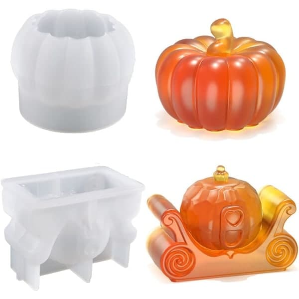 2 stk. Halloween Græskar Lysforme 3D Silikone Græskar Form DIY Lysfremstilling Håndværk Gave til Halloween Thanksgiving Dekorationer