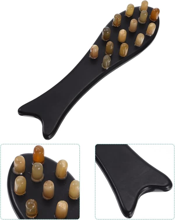 1-pak Hornkam Hovedmassagekam Hårplejeværktøj Gua Sha, Sort