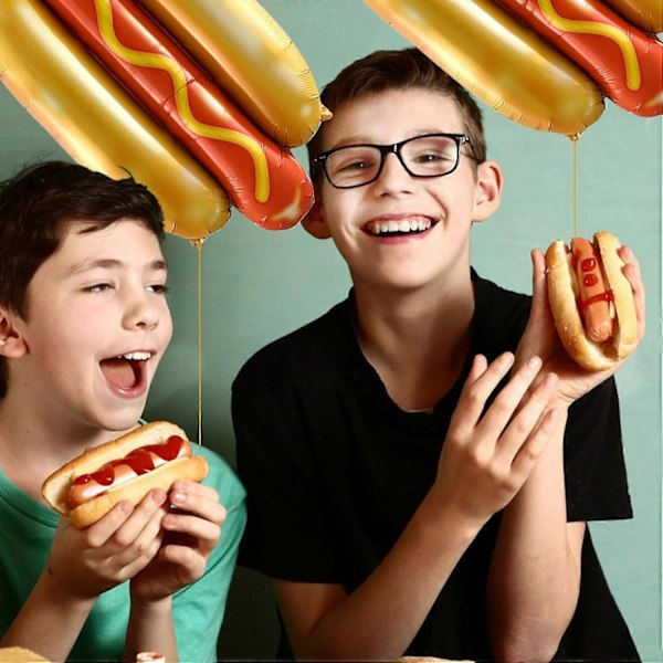 8 stk. Pølse Helium Folieballonger, Hurtigmat Snacks Piknik Hamburger Grill Tema [db]