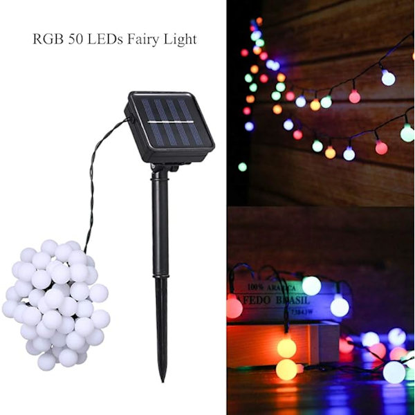 Solar-powered outdoor lighting 50 LED 6.9 m decorative LED string lights