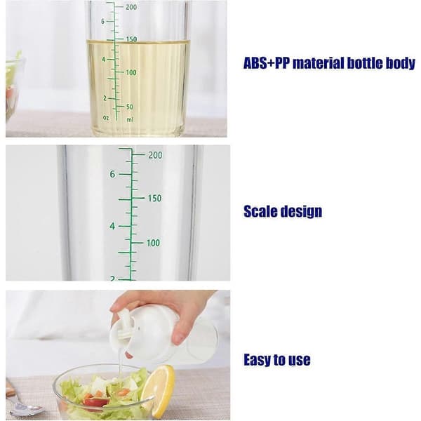 Salad Dressing Shaker Container Homemade Salad Dressing Bottle Mixer Measure Dressing Pour Soft Grip 200ml