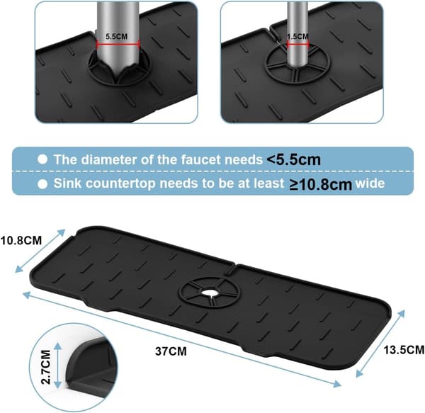 Faucet Handle Drip Tray, Silicone Counter Mat for Faucet, Drying Mat, Mu