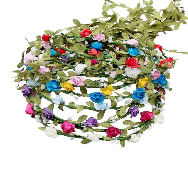 Boho Brud Tiara Blomsterkrans Tiara Hårbånd (hvid) 2 stk bd