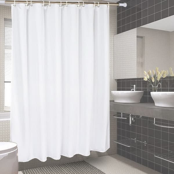 White shower curtain 180 * 240cm with copper buttonholes and high quality thick hooks