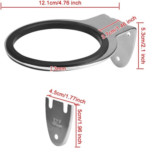 Hårtørrerholder, vægmonteret hårtørrerholder, hårtørrerholder med skruer, universal hårtørrerholder, 7,8 cm diameter, rustfrit stål