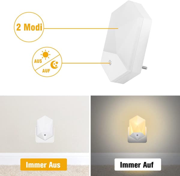 2-pak LED-natlamper til børn med skumringssensor, automatisk TÆND/SLUK