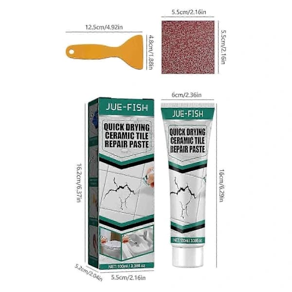 Ceramic Tile Repair Paste Quick-Drying Crack Filler for Bathroom Kitchen Sink Toilet Wall and Floor 100ml