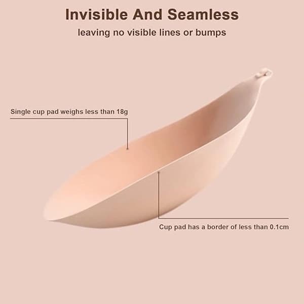 1 Round Bra Cup - Strapless Invisible Silicone Bra - Transparent Push-Up Bra - Seamless Design - Front Closure - Beige - A