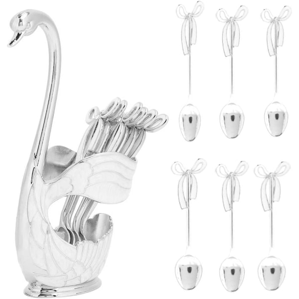 6 stycken Silver Swan bas kreativt bordsset fruktdessertsked