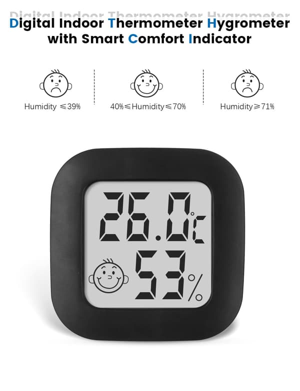 Mini Digitalt Termometer Hygrometer med Høy Nøyaktighet, Innendørs