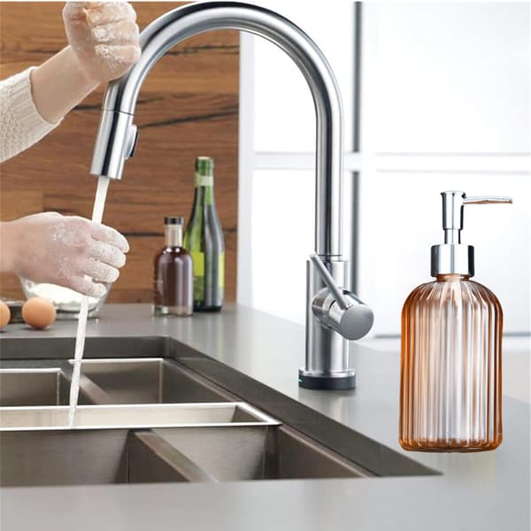 Glass Soap Dispenser with Pump, Refillable Soap Dispenser for Bathroom Kitchen Countertop, High-Quality Material Leak-Proof and Durable Liquid Container