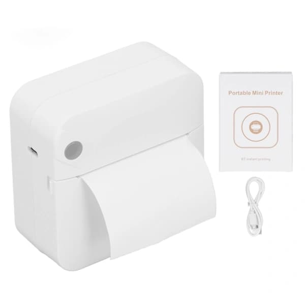 Handheld Mini Thermal Label Printer 200dpi Low Noise USB Charging Receipt Printer Photo Printer White