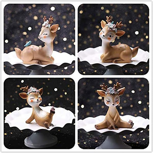 Rådyrfigur, Dekorativt Ornament, 3D Miniature Bambi Rådyrfigur, Dyrefigurer, 3
