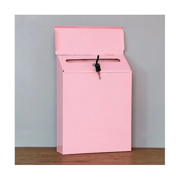 Wall-mounted mailbox with lock, wall-mounted post box, rural mailbox with key, suitable for H Pink
