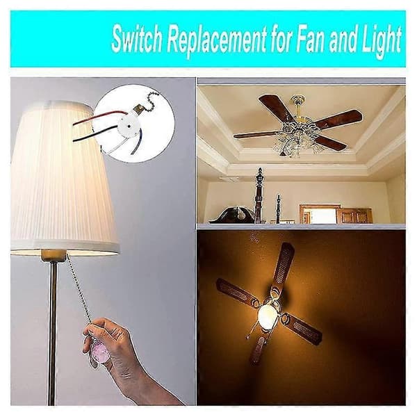 1 stk. Loftventilatorlamper Afbryder ZingEar ZE-208S E89885 3 Hastighed 4 Ledninger Ventilatorafbryder Lynlås, Ventilatorlys