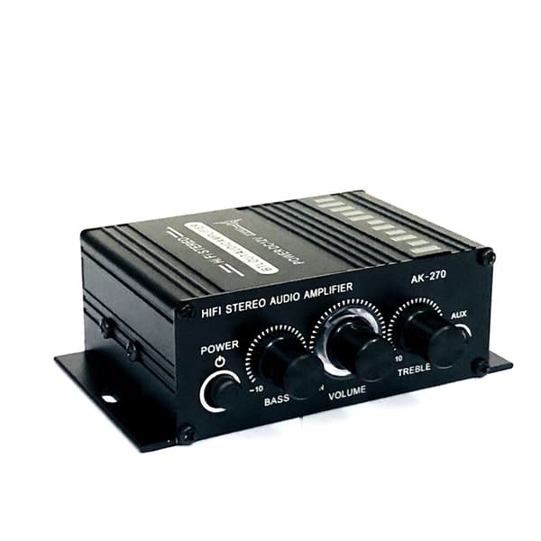 AK270 Liten Mini 2-kanals Stereo 12V Effektforsterker Lydforsterker