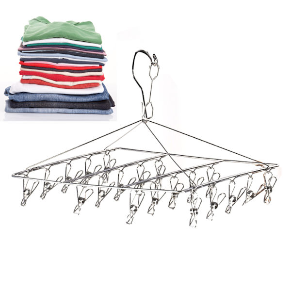 Clothes Drying Hanger Stainless Steel Multi Clip Laundry Drip Drying Rack for Underwear Socks Hat No Loop Square