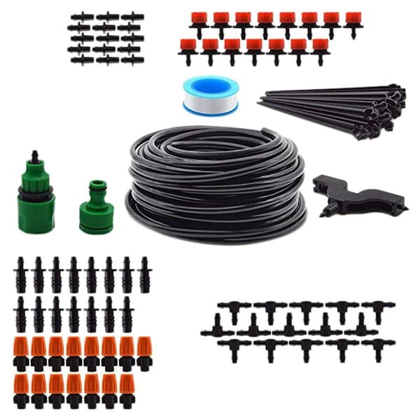 15M DIY Irrigation System for Garden 1/4 Inch Empty Distribution Irrigation Hose Kit Drip Automatic Watering Equipment Set for Garden Lawn