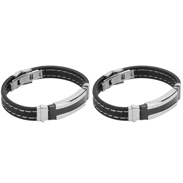2 stk. armbånd i rustfrit stål og silikone, mode til mænd, justerbart armbånd, smykketilbehør