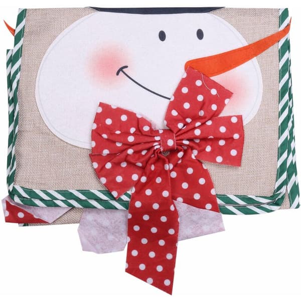 New Christmas Decorations Linen Embroidered Santa Snowman Tablecloth Home Hotel Restaurant Table Runner Mat, B
